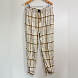 Hollister Plaid Sleep Pants Tan Joggers Drawstring Waist